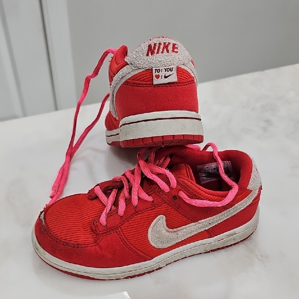 Nike Red and Pink Valentines Sneakers Dunk Low Design Sz 12C